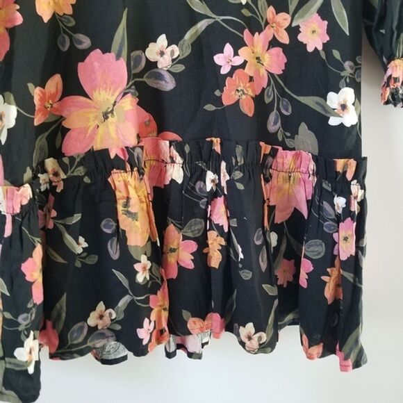 Olivaceous Floral Linen Mini Dress with Ruffle size Medium - Picture 11 of 11